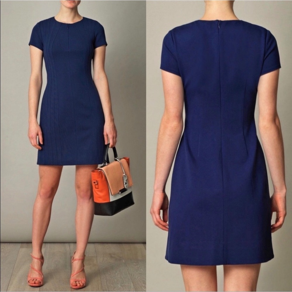 Diane von Furstenberg Kaelyn Navy Blue Shift Dress Short Sleeve Size 4